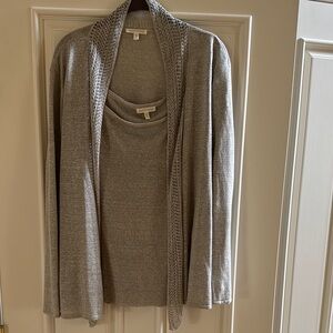 Eileen Fisher Women's 2 Piece Italian Linen and Silk Sweater Set. Size XL
